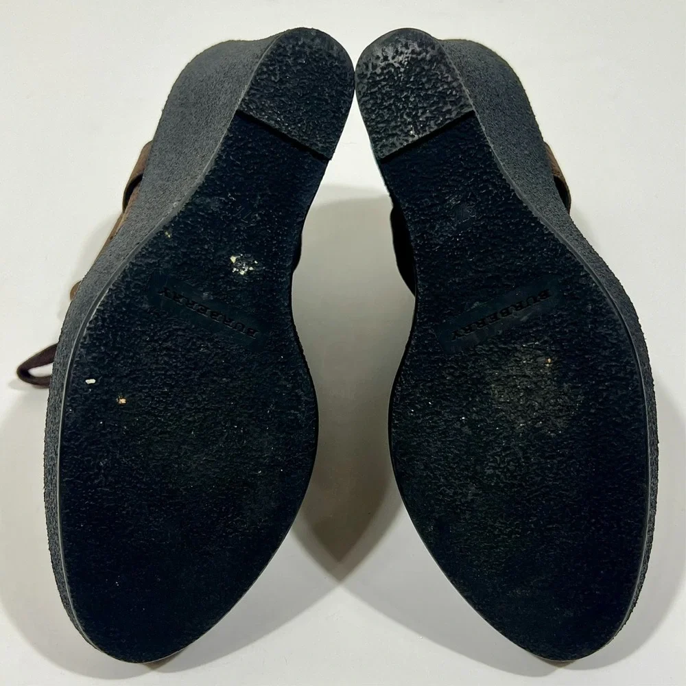 Burberry Prorsum Brown Leather Platform Wedge Booties Women's Size EU 37.5 US 7 - Picture 11 of 14